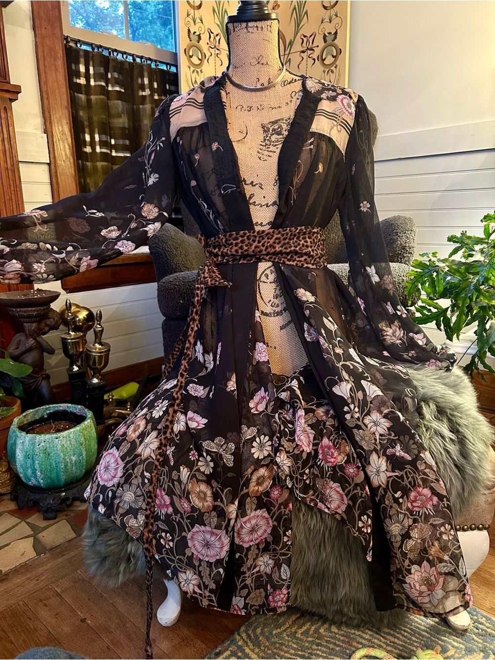 Handmade Whimsigoth Sheer Floral Maxi Dress Duster - Picture 14 of 16